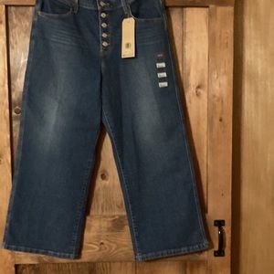NWT Womens Levi’s Mile High Cropped Wide Leg Denim Jeans Size 14 32x27 High Rise